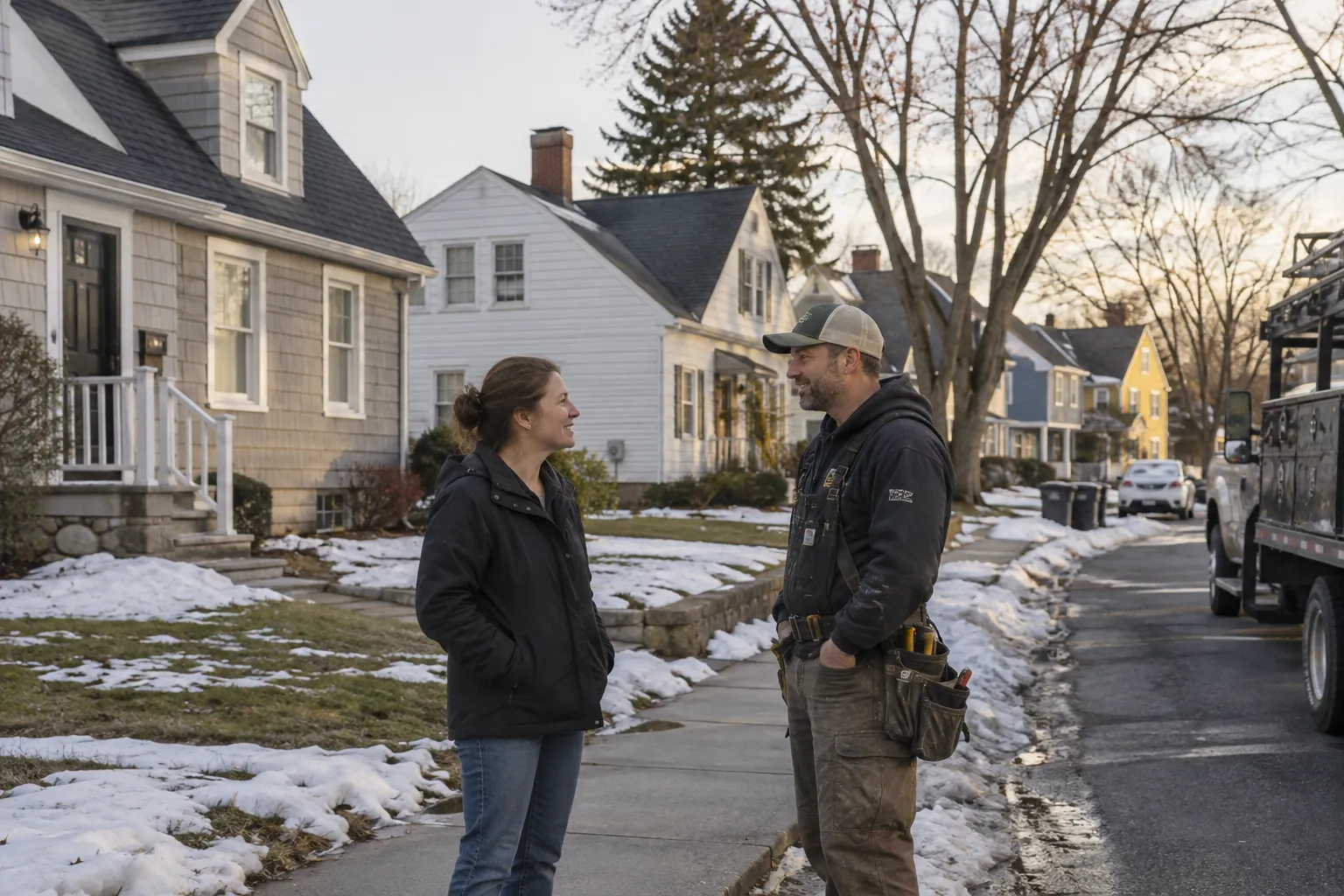 Homes with sturdy roofs on a quiet street in Peapack and Gladstone